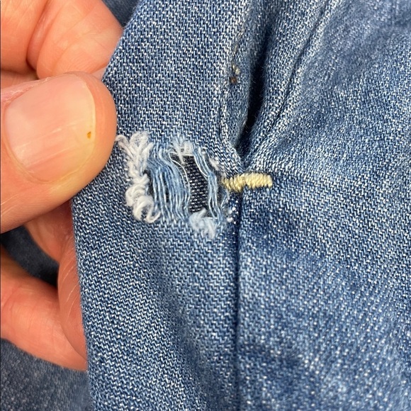 New L’Agence Denim Pleated Esmeralda Dress Button Front Blue Jean Stokes Sz 8 - Picture 16 of 16